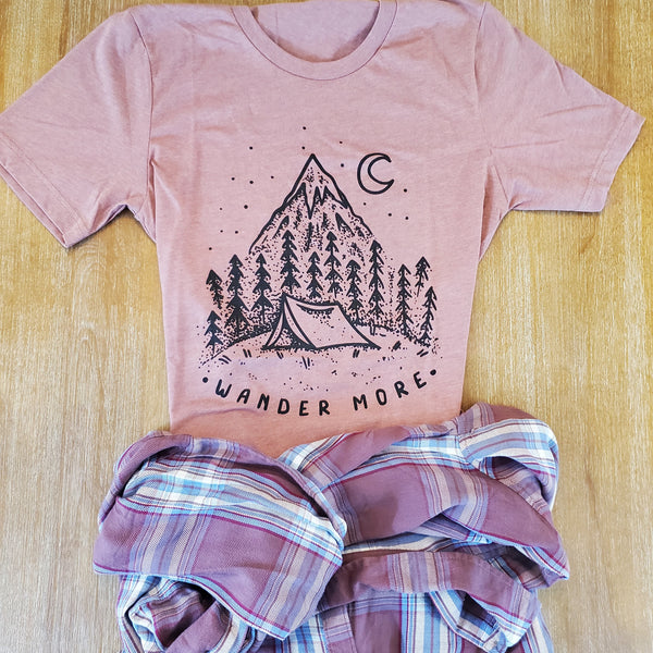 Wander More Tee - Mauve