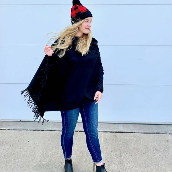 Classic Black Button Scarf