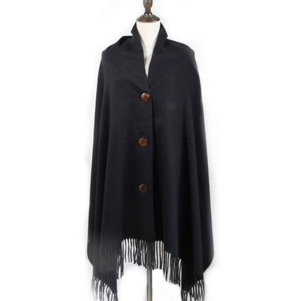 Classic Black Button Scarf