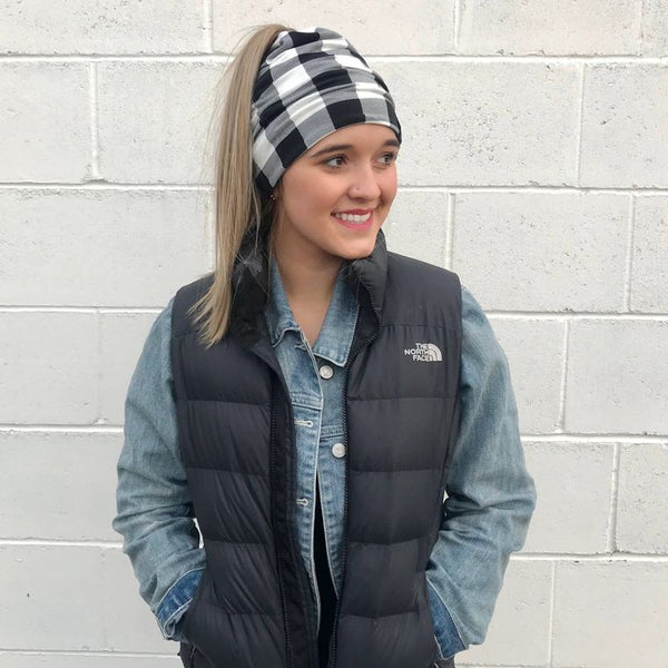 Black/White Buffalo Peek-a-Boo Beanie