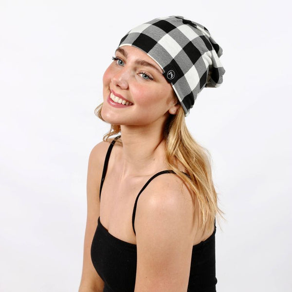 Black/White Buffalo Peek-a-Boo Beanie