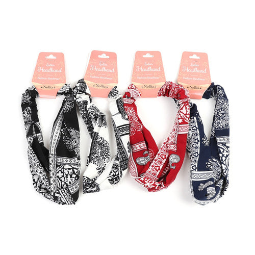 Bandana Print Criss Cross Stretchy Headband