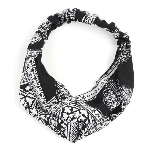 Bandana Print Criss Cross Stretchy Headband
