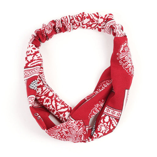 Bandana Print Criss Cross Stretchy Headband