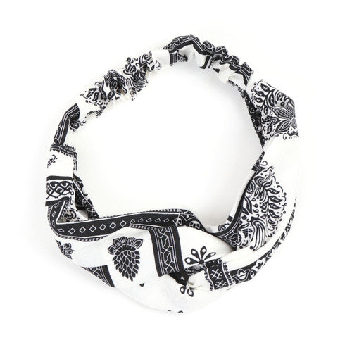 Bandana Print Criss Cross Stretchy Headband