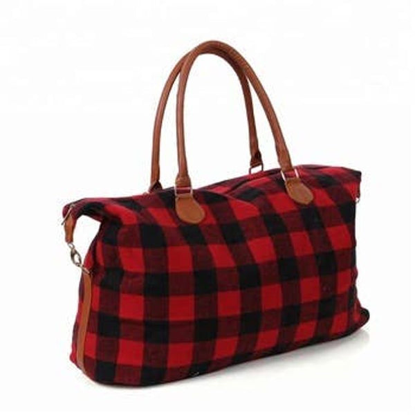 Buffalo Plaid Weekender Bag - Red/Black