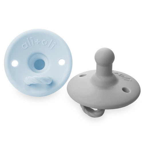 Ali+Oli Pacifier Set (Soft Blue & Gray)