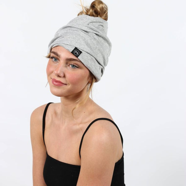 Light Gray Peek-a-Boo Beanie