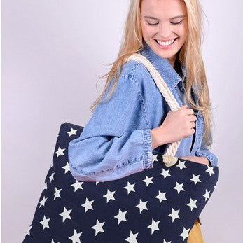 Navy Stars Tote Bag