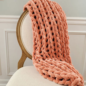 Chenille Chunky Knit Blanket - Canyon Clay