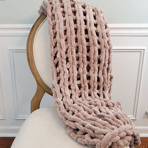 Chenille Chunky Knit Blanket - Blush