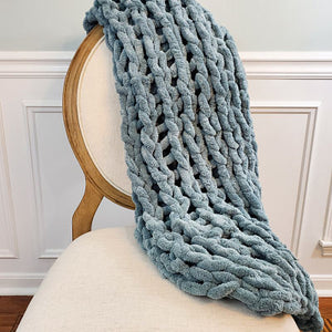 Chenille Chunky Knit Blanket - Seaside