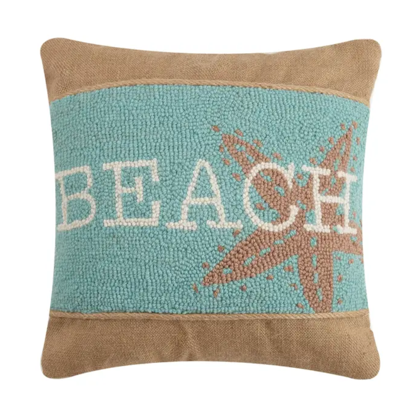 Beach Burlap Hook Pillow