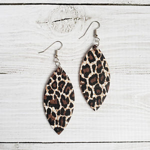 Chocolate Leopard Print Leather Petal Earrings
