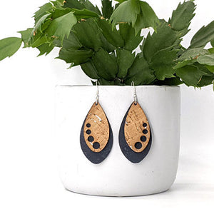 Ellipse Cork Earrings - Charcoal