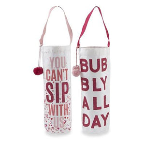 Sip Bubbly Glitter Bottle Totes