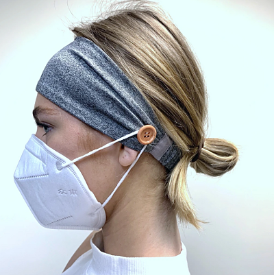 Headbands with Buttons for Holding Face Masks - Gray