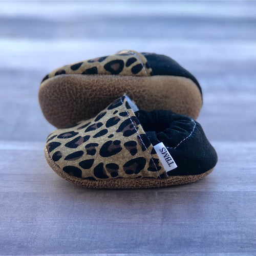 Tan Leopard Baby Moccasins